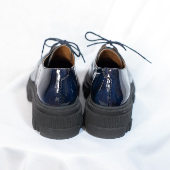 Steve Madden Chunky Platform Genuine Leather Shoes Lace Up Helga Blue Size 9M - Picture 6 of 11
